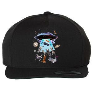 Aliens Abducting Cats Cat Kittens Ufo Saucer Cat Lover Wool Snapback Cap