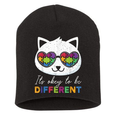 Autism Awareness Cat Warrior It's Ok To Be Different k.i.d.s Short Acrylic Beanie