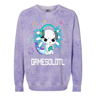 Axolotl Anime Cute Axolotl Video Gamer Colorblast Crewneck Sweatshirt