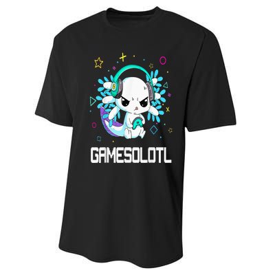 Axolotl Anime Cute Axolotl Video Gamer Performance Sprint T-Shirt