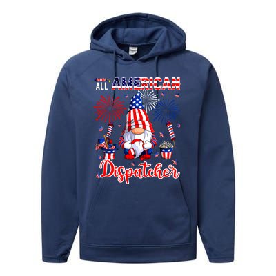 All American Costume Dispatcher 4th Of July Job Team Performance Fleece Hoodie