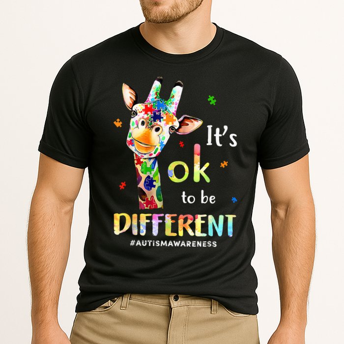 Autism Awareness Cute Giraffe Animal Its Ok To Be Different Cooling Performance Crew T-Shirt