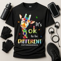 Autism Awareness Cute Giraffe Animal Its Ok To Be Different Cooling Performance Crew T-Shirt
