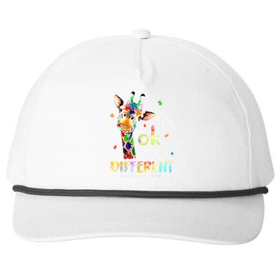 Autism Awareness Cute Giraffe Animal Its Ok To Be Different Snapback Five-Panel Rope Hat