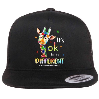 Autism Awareness Cute Giraffe Animal Its Ok To Be Different Flatbill Hat