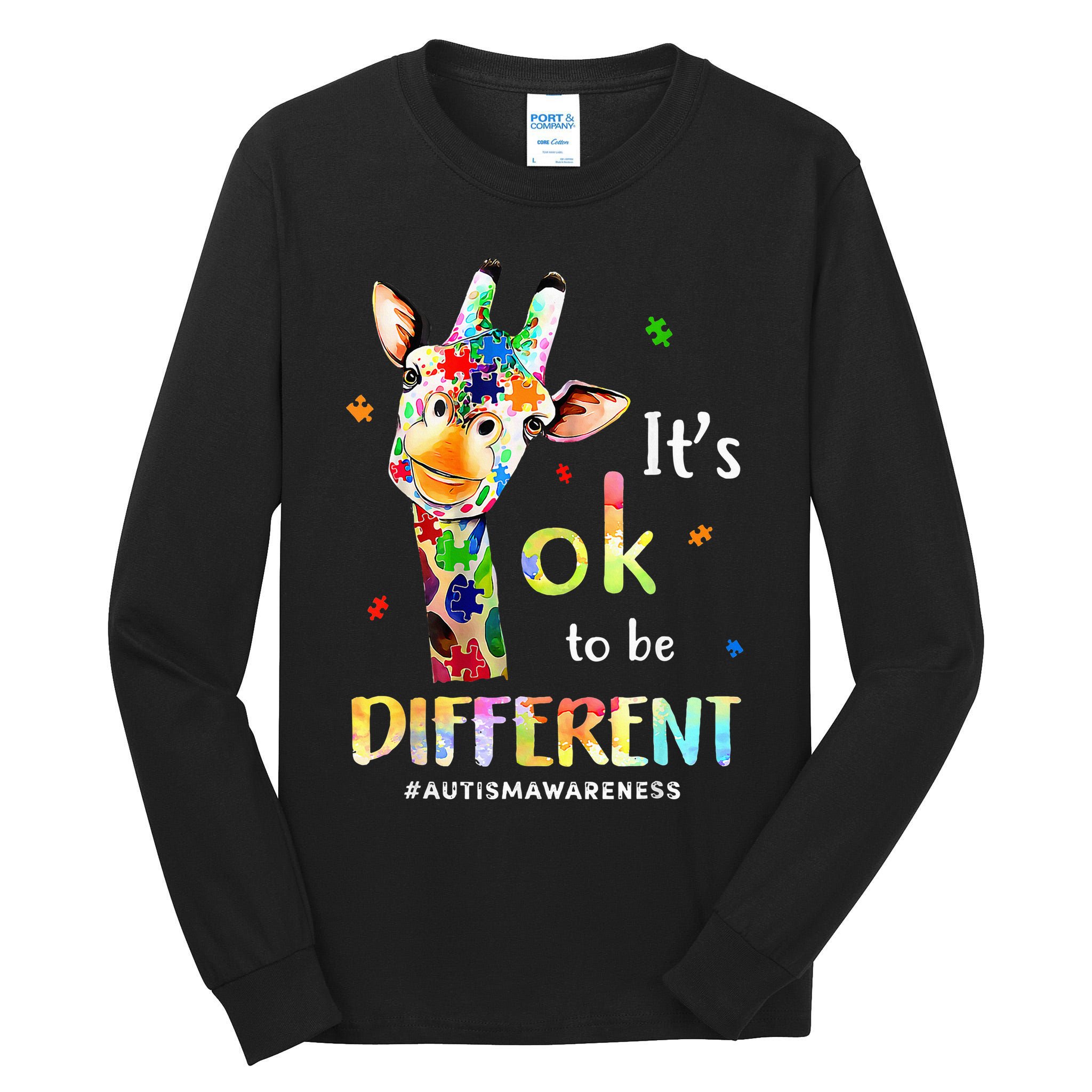 Autism Awareness Cute Giraffe Animal Its Ok To Be Different Tall Long Sleeve T-Shirt