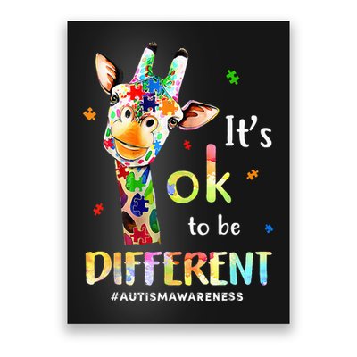 Autism Awareness Cute Giraffe Animal Its Ok To Be Different Poster