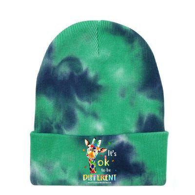 Autism Awareness Cute Giraffe Animal Its Ok To Be Different Tie Dye 12in Knit Beanie