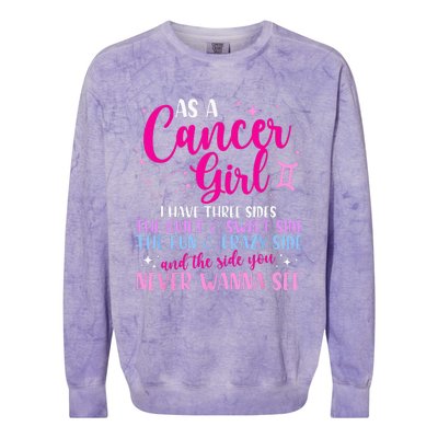 As A Cancer Girl I Have Three Sides Astrology Zodiac Sign Colorblast Crewneck Sweatshirt