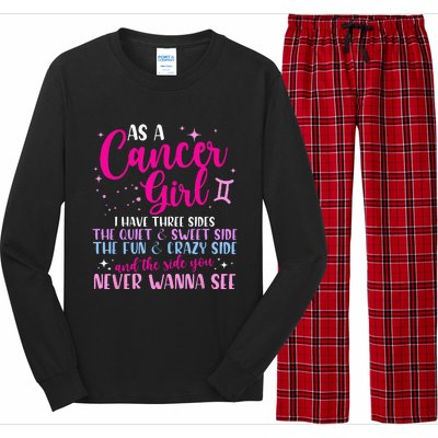 As A Cancer Girl I Have Three Sides Astrology Zodiac Sign Long Sleeve Pajama Set