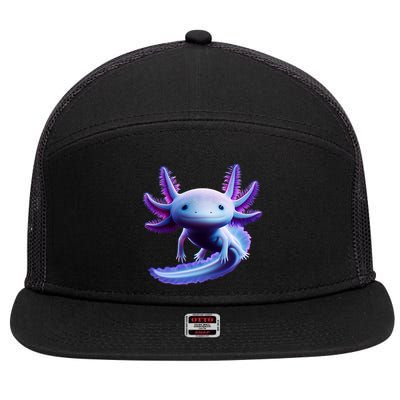 Axolotl Anime Cute Axolotl 7 Panel Mesh Trucker Snapback Hat