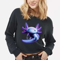 Axolotl Anime Cute Axolotl Cropped Pullover Crew