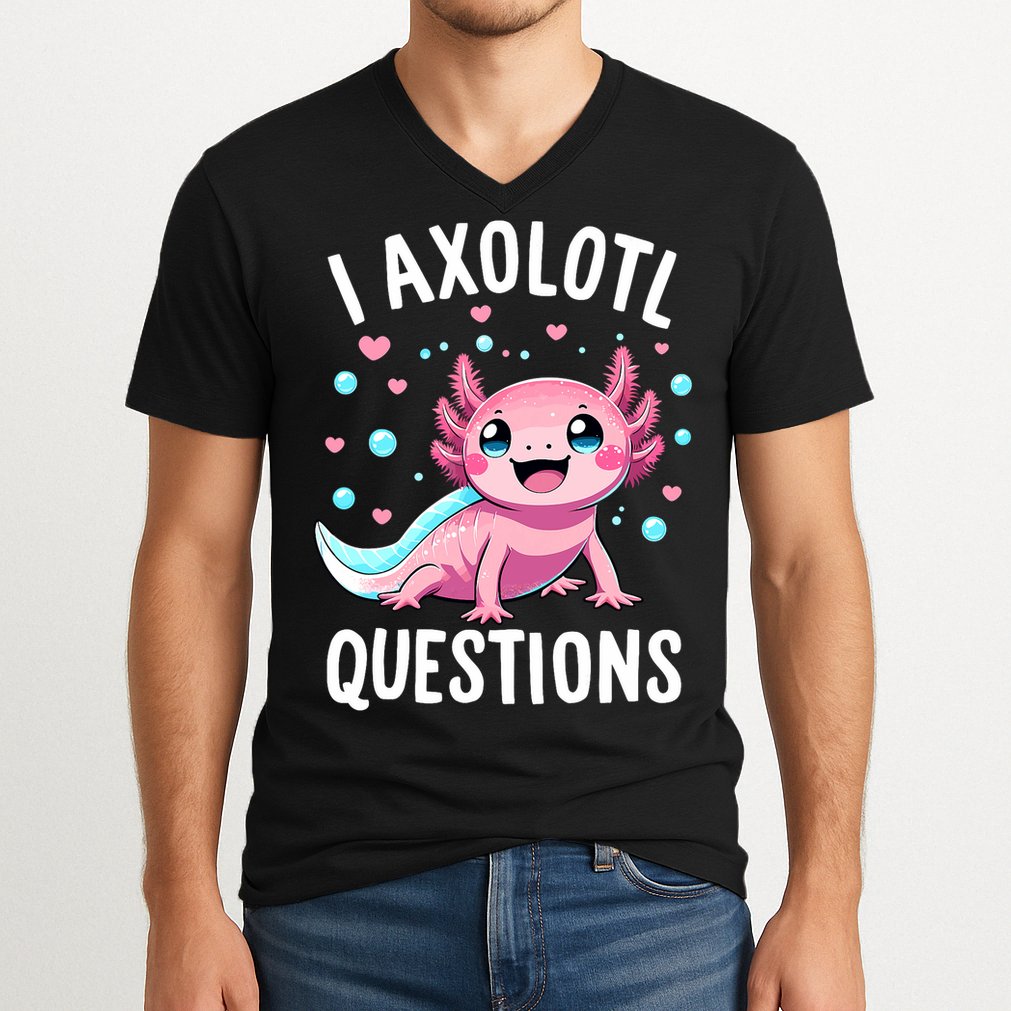 Axolotl Anime Cute Kawaii I Axolotl Questions V-Neck T-Shirt