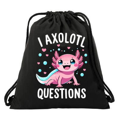 Axolotl Anime Cute Kawaii I Axolotl Questions Drawstring Bag