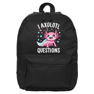 Axolotl Anime Cute Kawaii I Axolotl Questions 16 in Basic Backpack