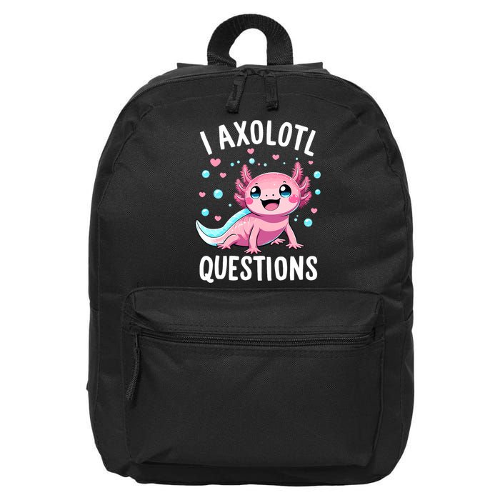 Axolotl Anime Cute Kawaii I Axolotl Questions 16 in Basic Backpack