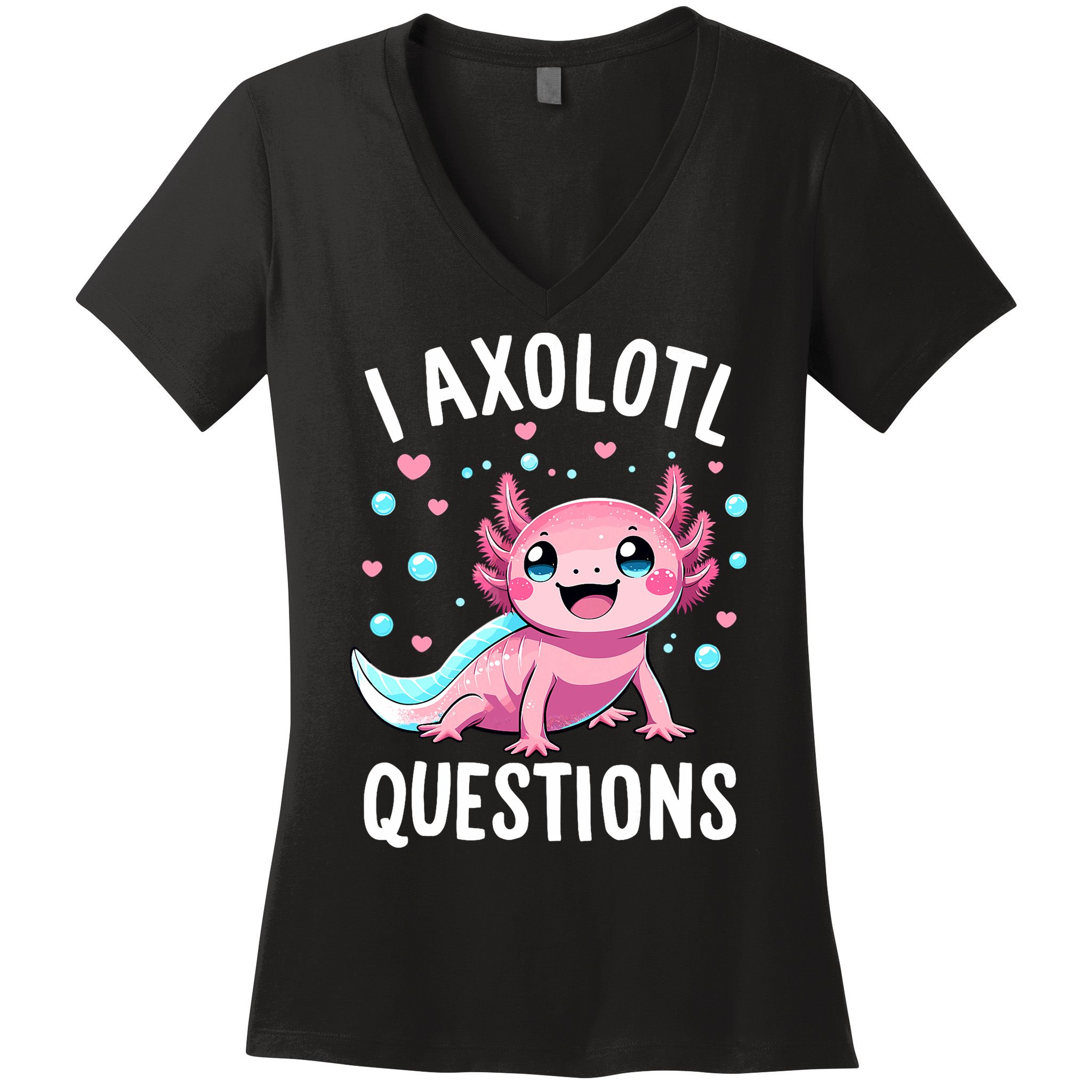 Axolotl Anime Cute Kawaii I Axolotl Questions Women's V-Neck T-Shirt