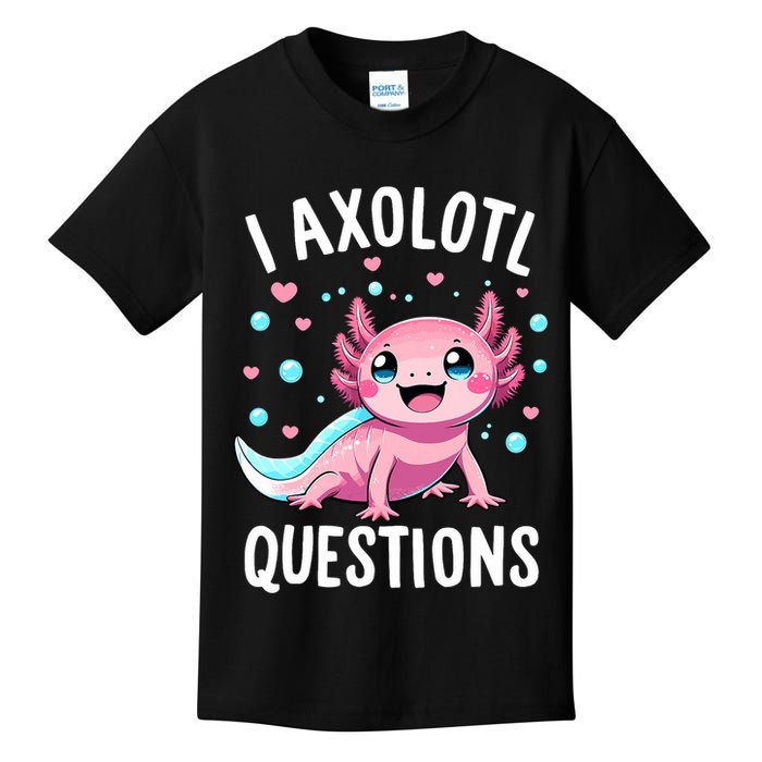 Axolotl Anime Cute Kawaii I Axolotl Questions Kids T-Shirt