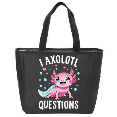 Axolotl Anime Cute Kawaii I Axolotl Questions Zip Tote Bag