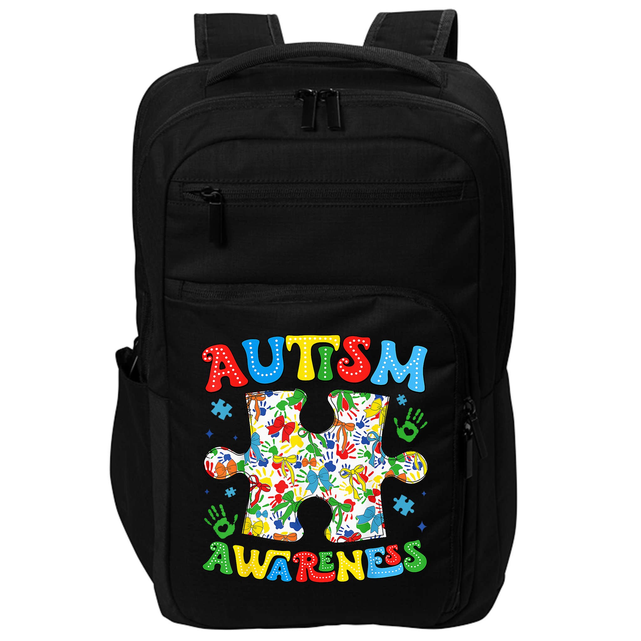 Autism Awareness Coquette Bow Autism Awareness Puzzle Piece Impact Tech Backpack