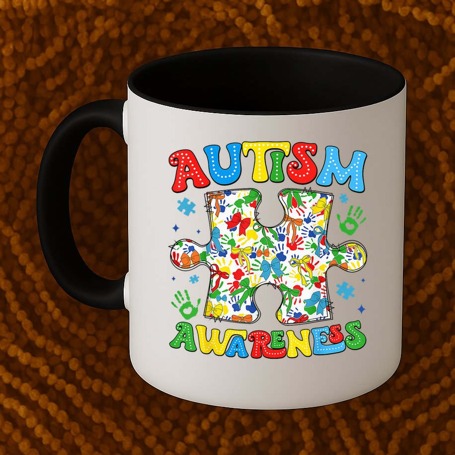 Autism Awareness Coquette Bow Autism Awareness Puzzle Piece Mug