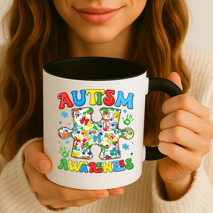 Autism Awareness Coquette Bow Autism Awareness Puzzle Piece Mug