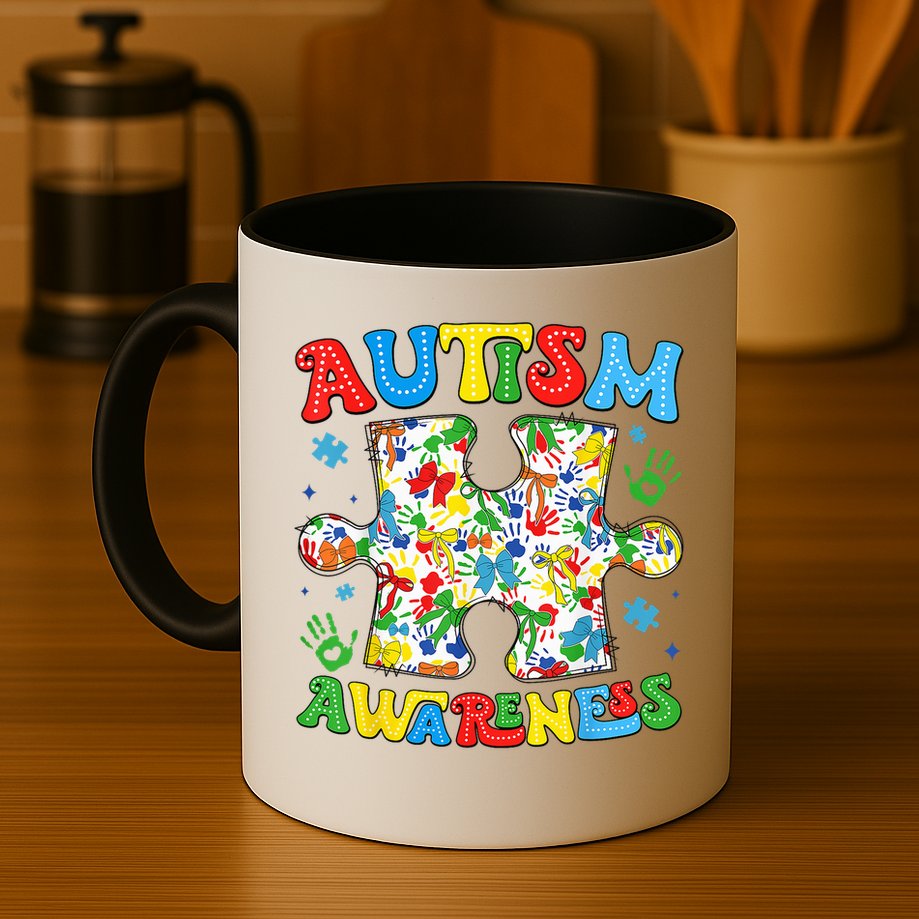 Autism Awareness Coquette Bow Autism Awareness Puzzle Piece Mug