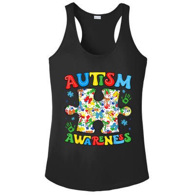Autism Awareness Coquette Bow Autism Awareness Puzzle Piece Ladies PosiCharge Competitor Racerback Tank