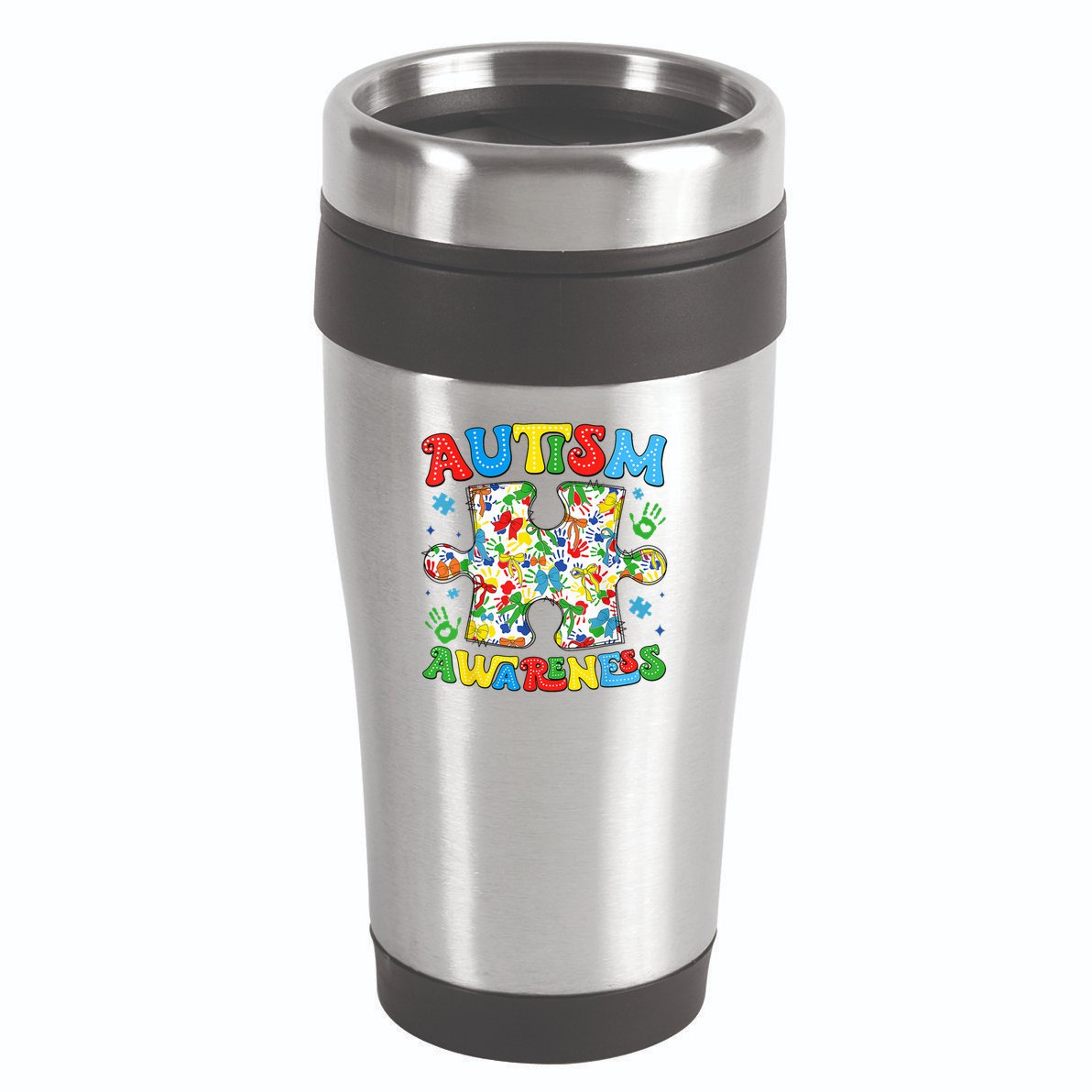 Autism Awareness Coquette Bow Autism Awareness Puzzle Piece 16oz Travel Tumbler