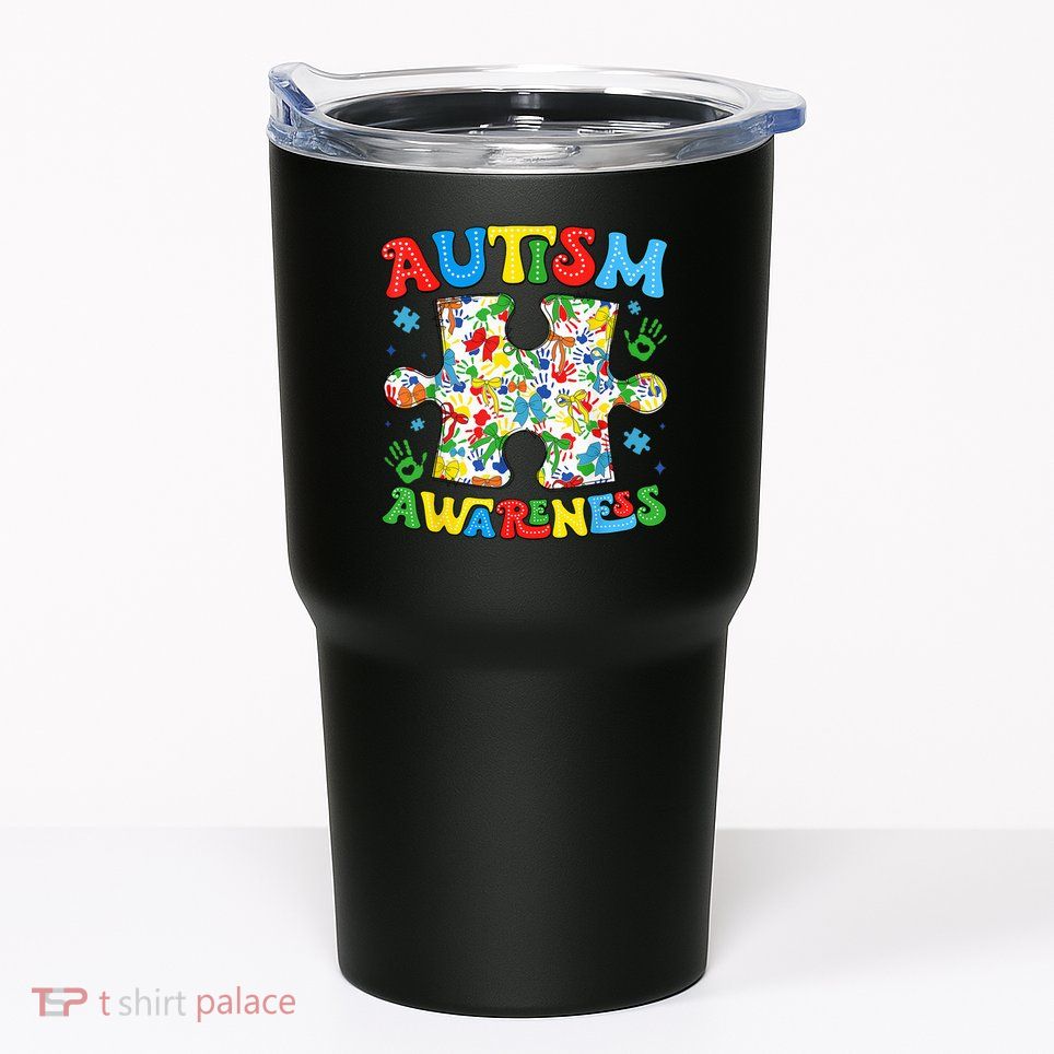 Autism Awareness Coquette Bow Autism Awareness Puzzle Piece Tumbler