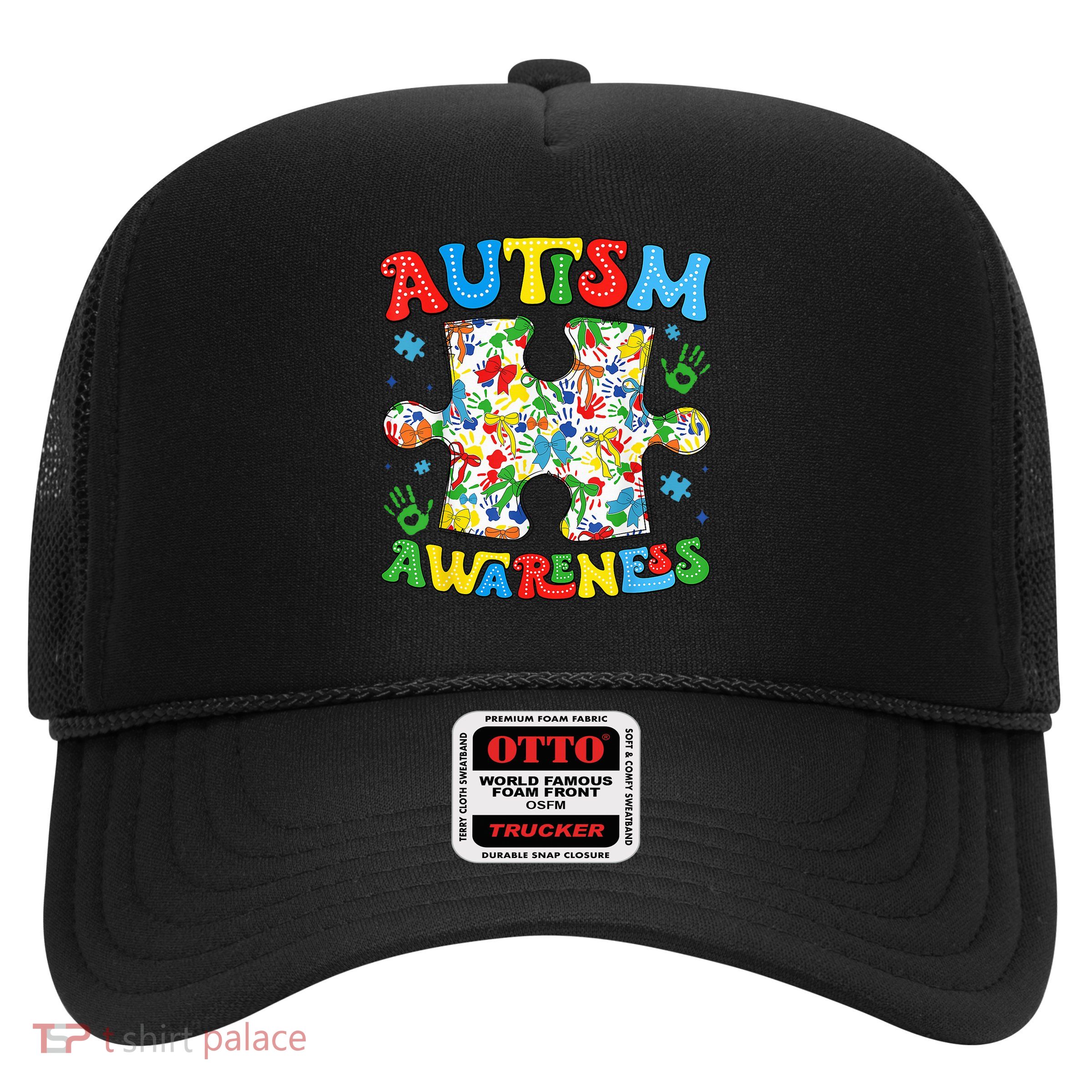 Autism Awareness Coquette Bow Autism Awareness Puzzle Piece Trucker Hat