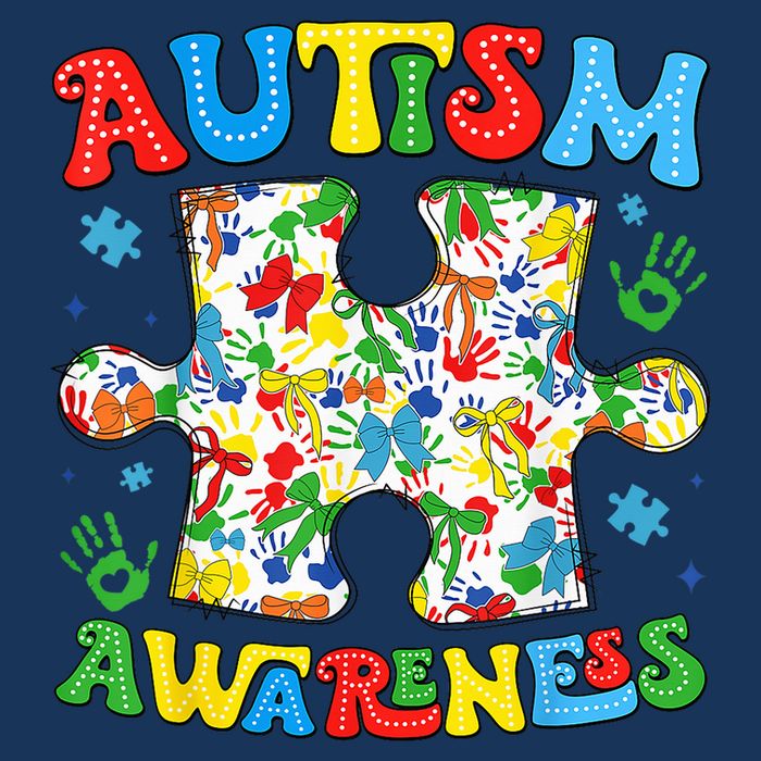 Autism Awareness Coquette Bow Autism Awareness Puzzle Piece Cooling Performance Crew T-Shirt