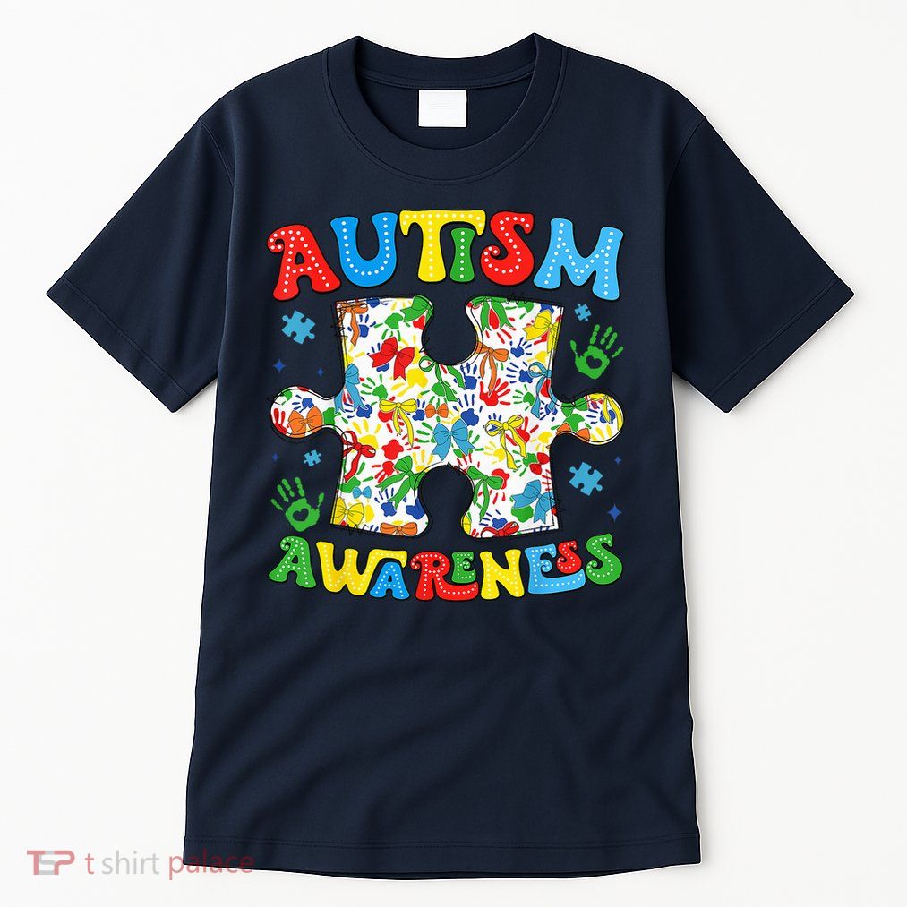 Autism Awareness Coquette Bow Autism Awareness Puzzle Piece Tall T-Shirt