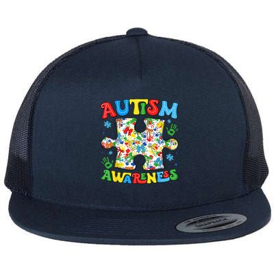 Autism Awareness Coquette Bow Autism Awareness Puzzle Piece Flatbill Hat