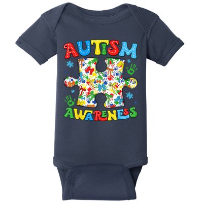 Autism Awareness Coquette Bow Autism Awareness Puzzle Piece Baby Bodysuit