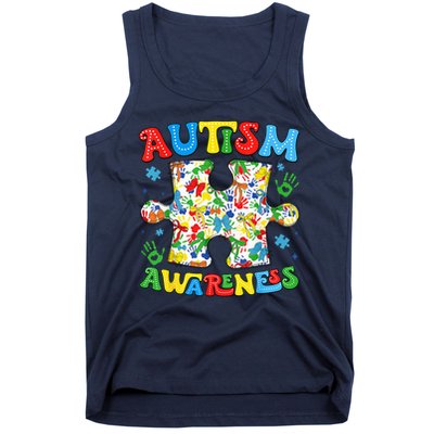 Autism Awareness Coquette Bow Autism Awareness Puzzle Piece Tank Top