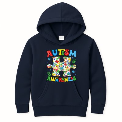 Autism Awareness Coquette Bow Autism Awareness Puzzle Piece Kids Hoodie