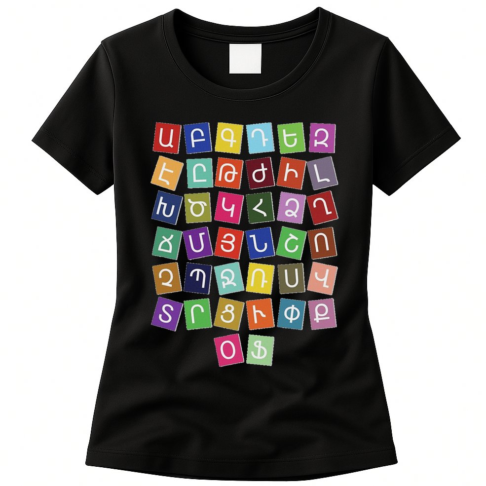 Armenian Alphabet Colored Armenian Letters Armenia Womens T-Shirt