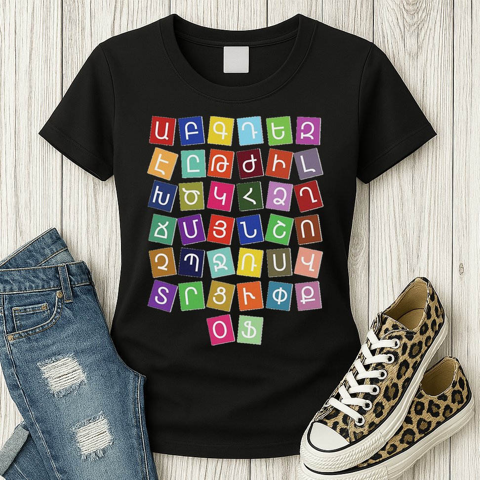Armenian Alphabet Colored Armenian Letters Armenia Womens T-Shirt