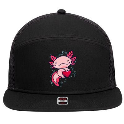 Axolotl Axolotl Cute Heart 7 Panel Mesh Trucker Snapback Hat