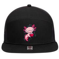 Axolotl Axolotl Cute Heart 7 Panel Mesh Trucker Snapback Hat