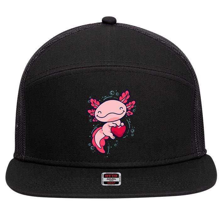 Axolotl Axolotl Cute Heart 7 Panel Mesh Trucker Snapback Hat