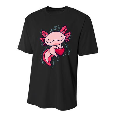 Axolotl Axolotl Cute Heart Youth Performance Sprint T-Shirt