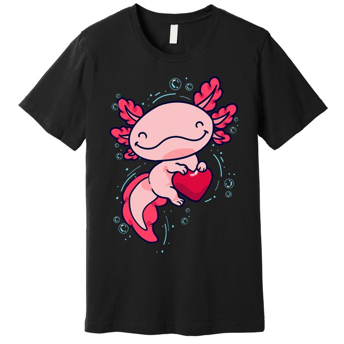 Axolotl Axolotl Cute Heart Premium T-Shirt