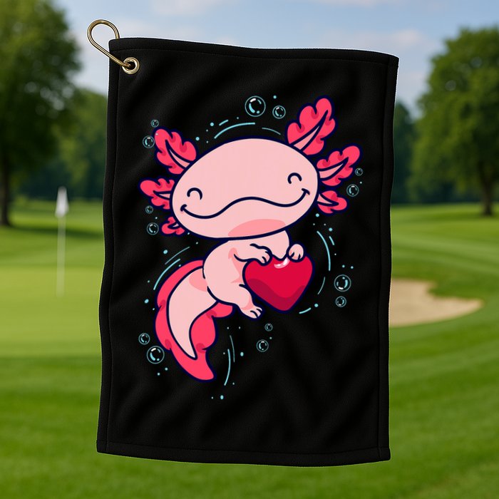 Axolotl Axolotl Cute Heart Golf Towel
