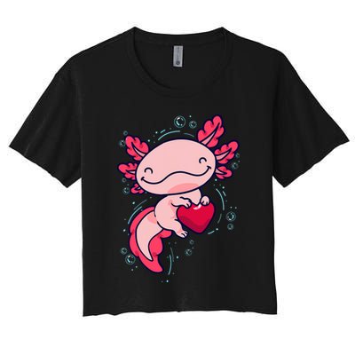 Axolotl Axolotl Cute Heart Women's Crop Top Tee