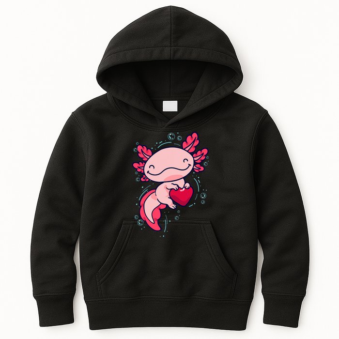 Axolotl Axolotl Cute Heart Kids Hoodie
