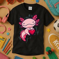 Axolotl Axolotl Cute Heart Kids T-Shirt