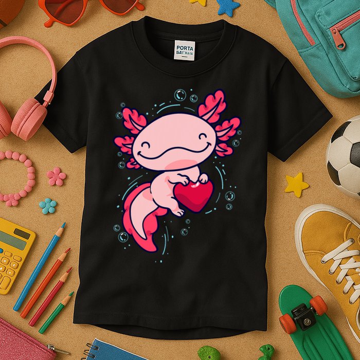Axolotl Axolotl Cute Heart Kids T-Shirt