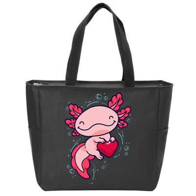 Axolotl Axolotl Cute Heart Zip Tote Bag